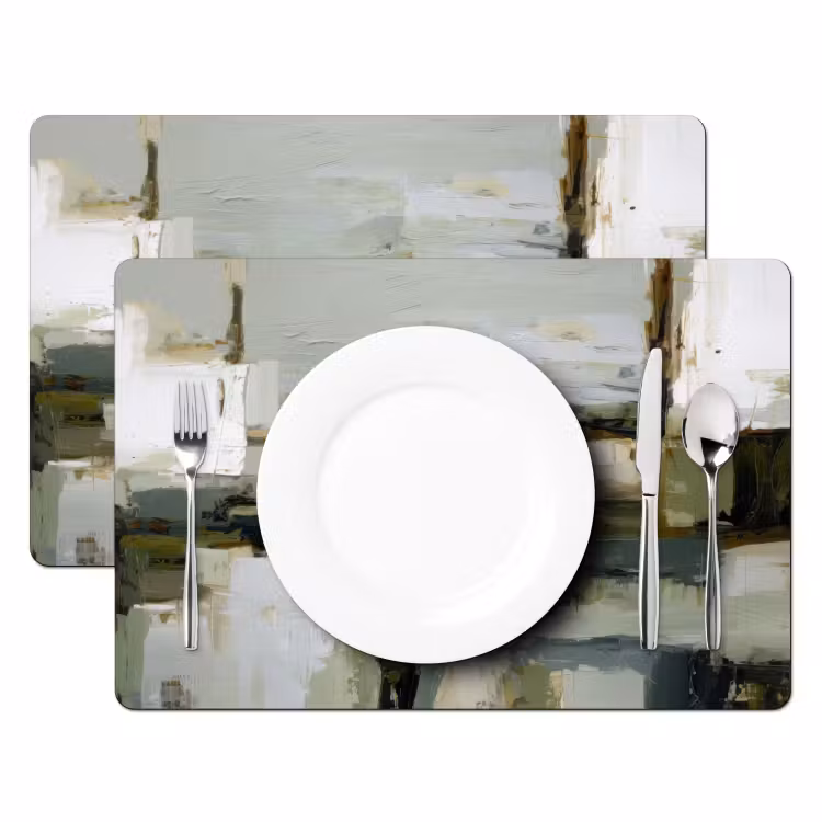 Penseelstreken - Groen - Abstract - Japandi Placemat vinyl groot -zzsfeer2_Kitchenyeah-website