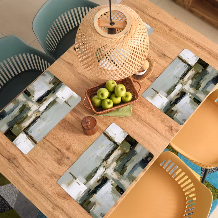 Penseelstreken - Groen - Abstract - Japandi Placemat vinyl groot -zzsfeer5_Kitchenyeah-website