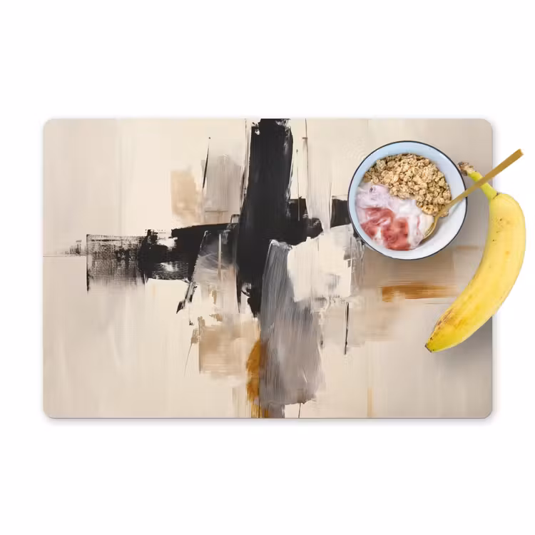 Penseelstreken - Ruw - Abstract - Beige Placemat vinyl groot -zzzproduct_Kitchenyeah-website