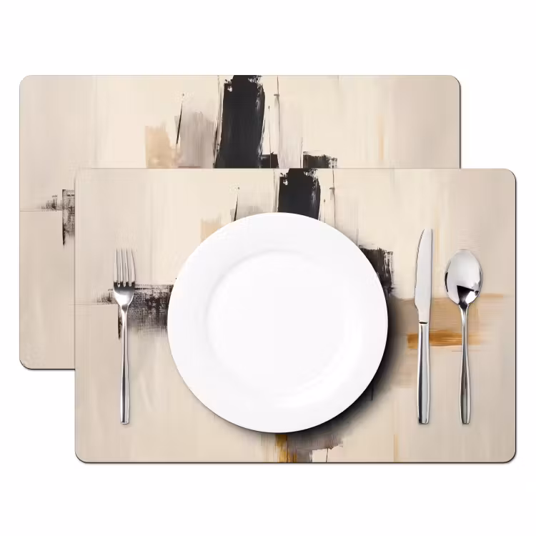 Penseelstreken - Ruw - Abstract - Beige Placemat vinyl groot -zzsfeer2_Kitchenyeah-website