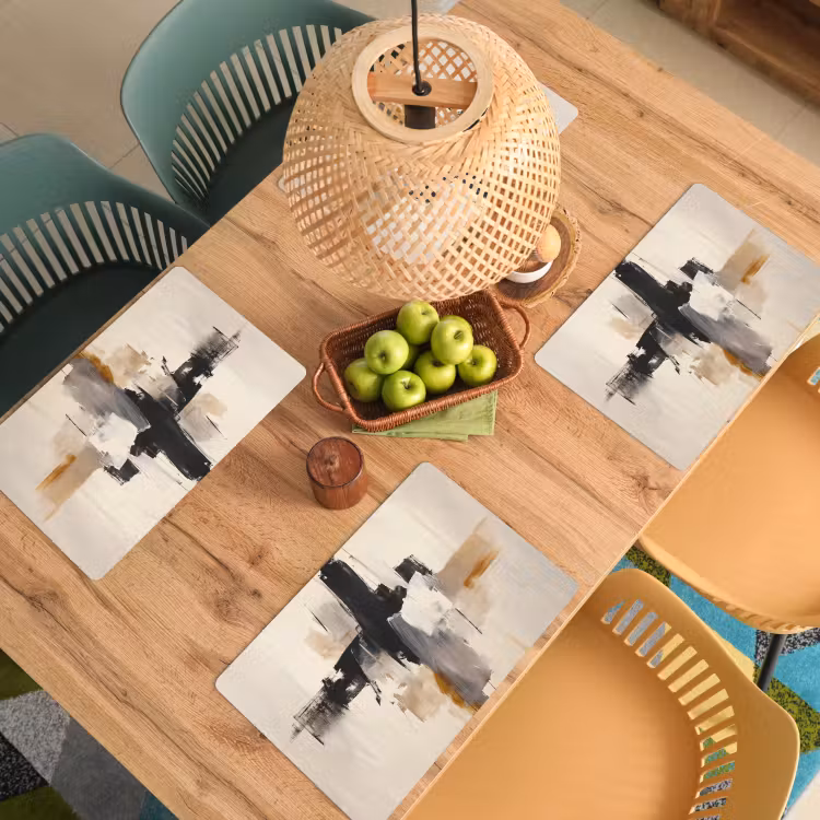 Penseelstreken - Ruw - Abstract - Beige Placemat vinyl groot -zzsfeer5_Kitchenyeah-website