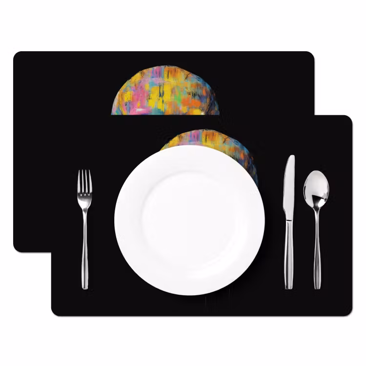Penseelstreken - Schedel - Kleurrijk - Abstract Placemat vinyl groot -zzsfeer2_Kitchenyeah-website