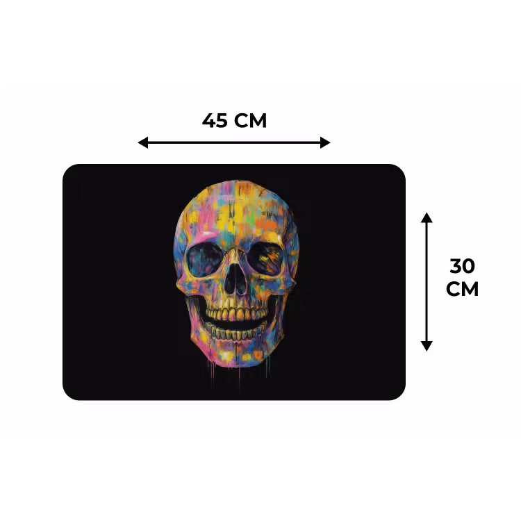 Penseelstreken - Schedel - Kleurrijk - Abstract Placemat vinyl groot -specs
