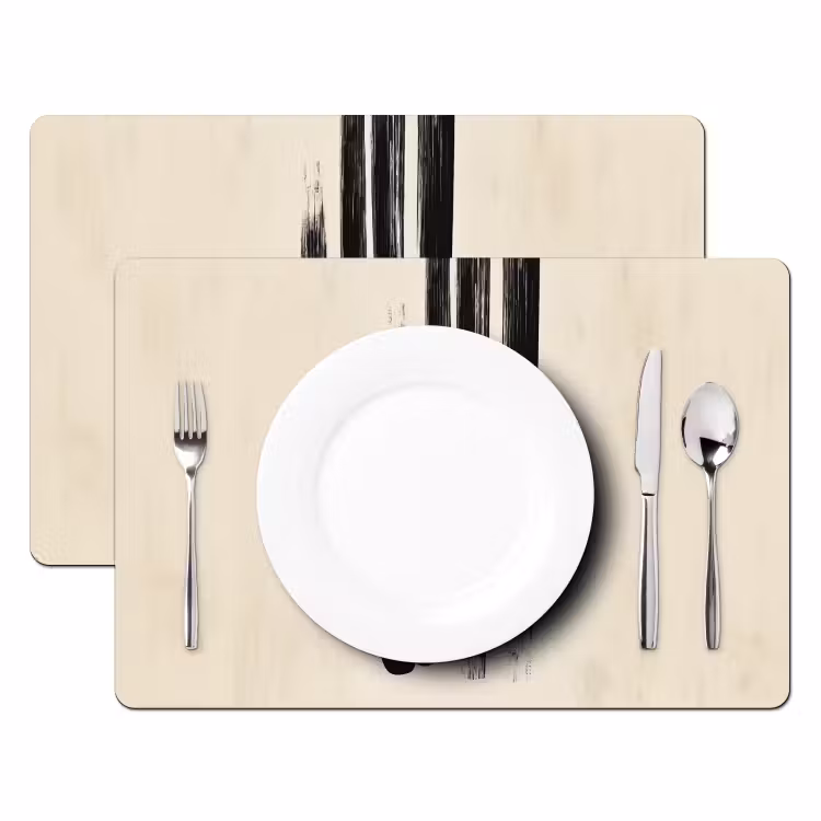 Penseelstreken - Verticaal - Zwart Placemat vinyl groot -zzsfeer2_Kitchenyeah-website
