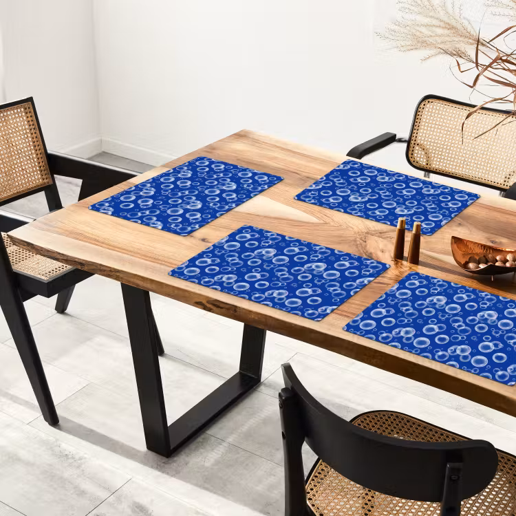 Bubbels - Patroon - Blauw Placemat vinyl groot -zzsfeer4_Kitchenyeah-website