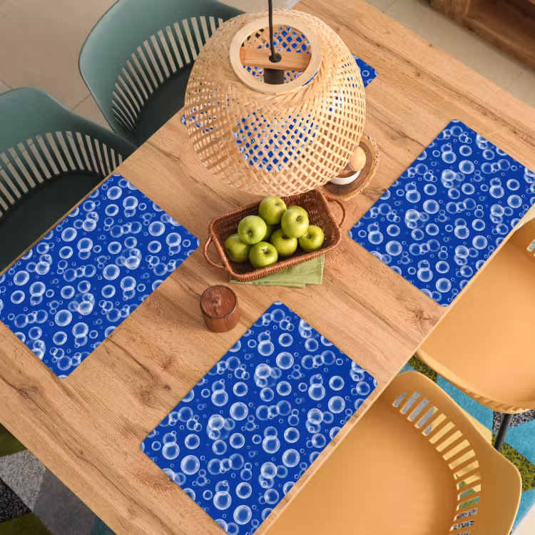 Bubbels - Patroon - Blauw Placemat vinyl groot -zzsfeer5_Kitchenyeah-website