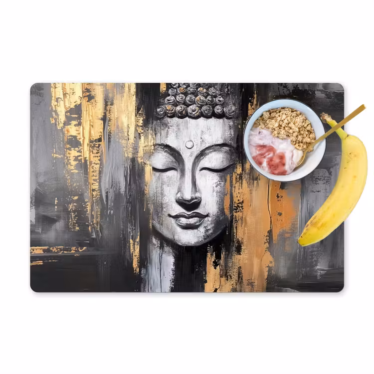 Boedhha - Penseelstreken - Goud - Abstract Placemat vinyl groot -zzzproduct_Kitchenyeah-website