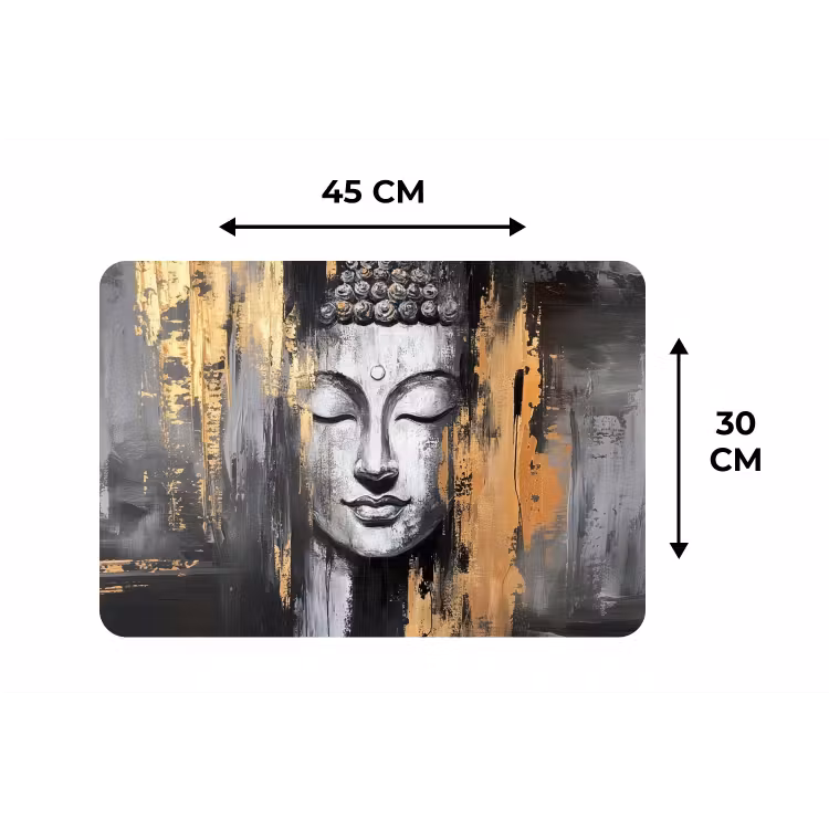 Boedhha - Penseelstreken - Goud - Abstract Placemat vinyl groot -specs