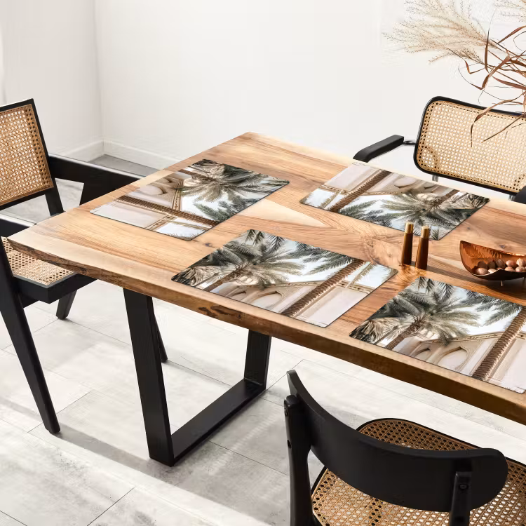 Gebouw - Palmbomen - Beige - Zon Placemat vinyl groot -zzsfeer4_Kitchenyeah-website