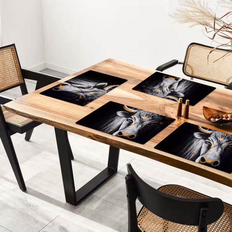 Stier - Hoorns - Snuit - Goud Placemat vinyl groot -zzsfeer4_Kitchenyeah-website