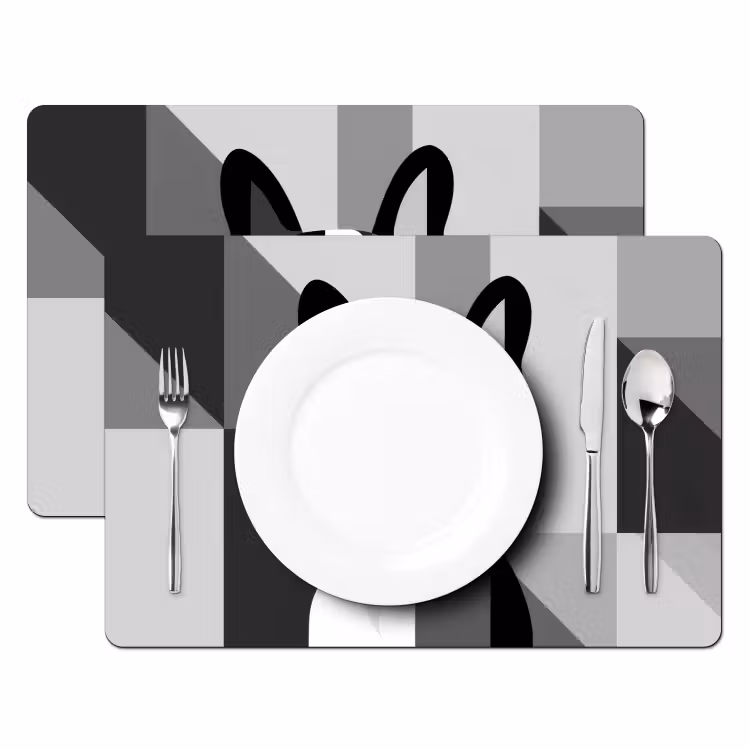 Buldog - Zwart - Abstract - Vlakken Placemat vinyl groot -zzsfeer2_Kitchenyeah-website