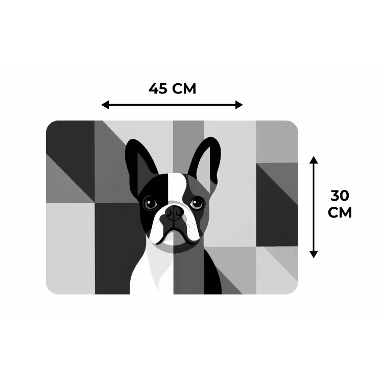 Buldog - Zwart - Abstract - Vlakken Placemat vinyl groot -specs
