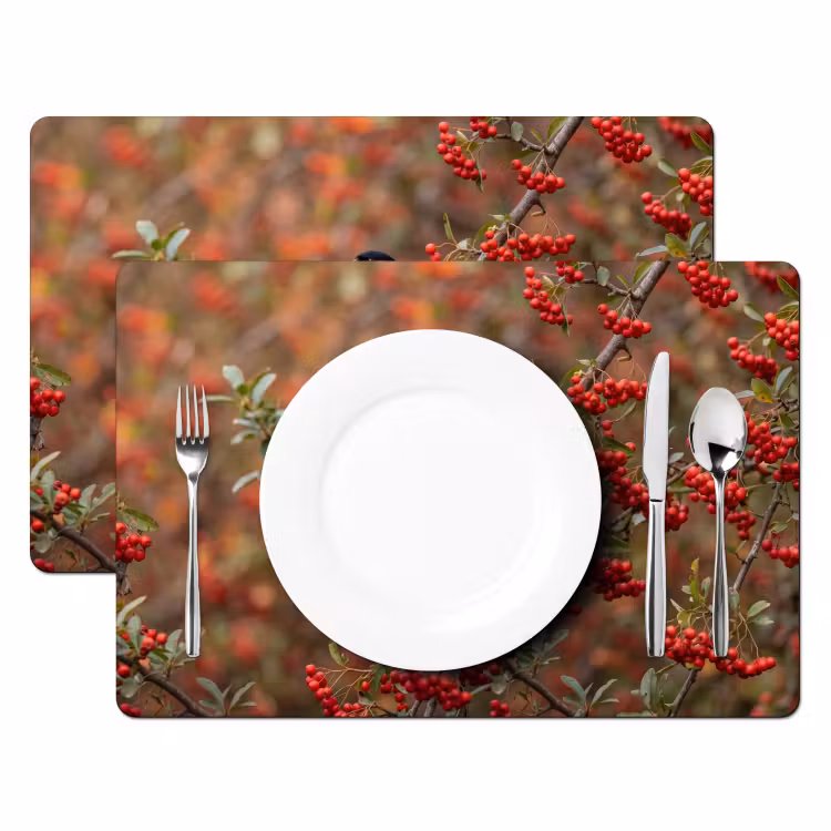 Goudvink - Bessen - Herfst - Natuur - Kleurrijk Placemat vinyl groot -zzsfeer2_Kitchenyeah-website