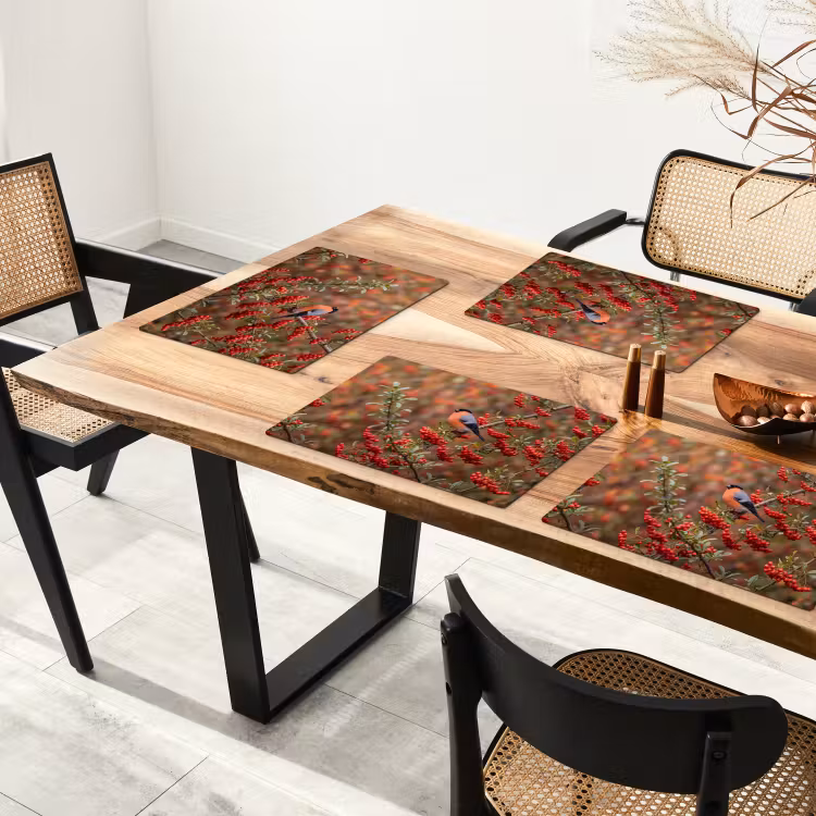 Goudvink - Bessen - Herfst - Natuur - Kleurrijk Placemat vinyl groot -zzsfeer4_Kitchenyeah-website