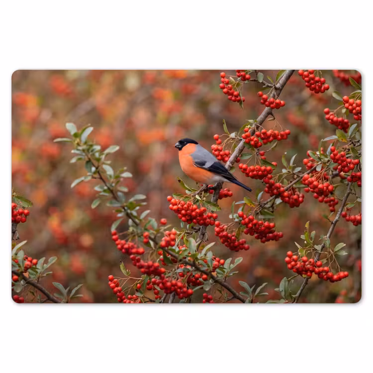 Goudvink - Bessen - Herfst - Natuur - Kleurrijk Placemat vinyl groot -zzsfeer1_Kitchenyeah-website