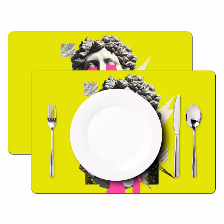 Buste - Verf - Geel Placemat vinyl groot -zzsfeer2_Kitchenyeah-website