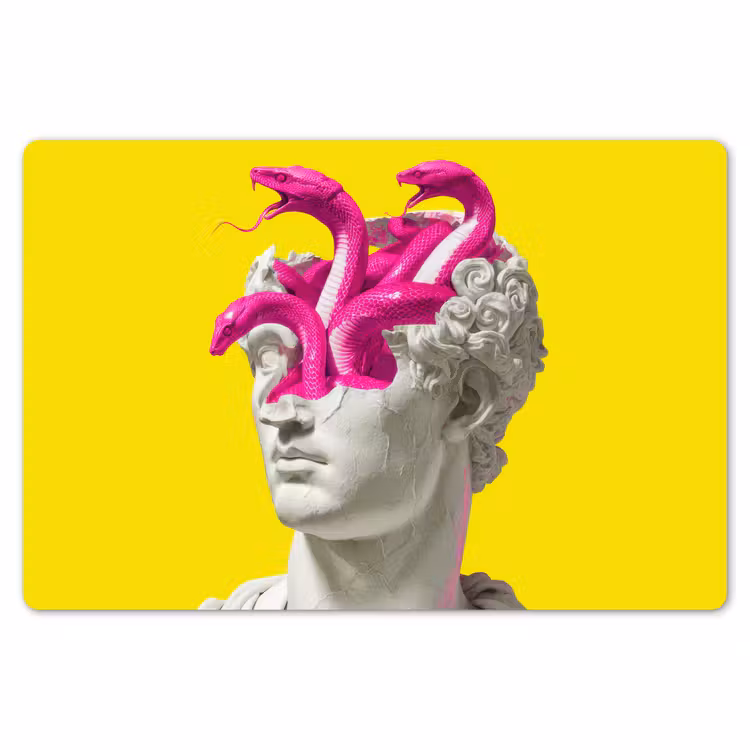 Buste - Slangen - Geel Placemat vinyl groot -zzsfeer1_Kitchenyeah-website