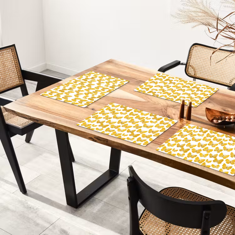 Vlinders - Botanisch - Illustratie - Geel - Wit Placemat vinyl groot 368 -zzsfeer4_Kitchenyeah-website