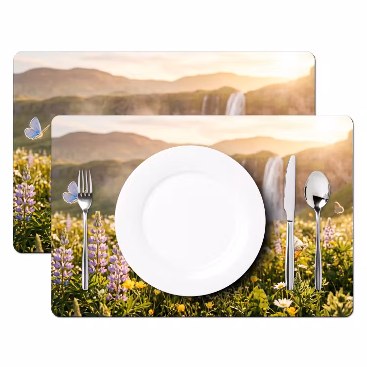 Vlinders - Waterval - Bloemenveld Placemat vinyl groot -zzsfeer2_Kitchenyeah-website