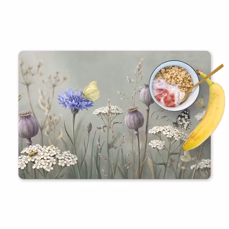 Vlinders - Wildbloemen - Illustratie - Kleurrijk Placemat vinyl groot -zzzproduct_Kitchenyeah-website
