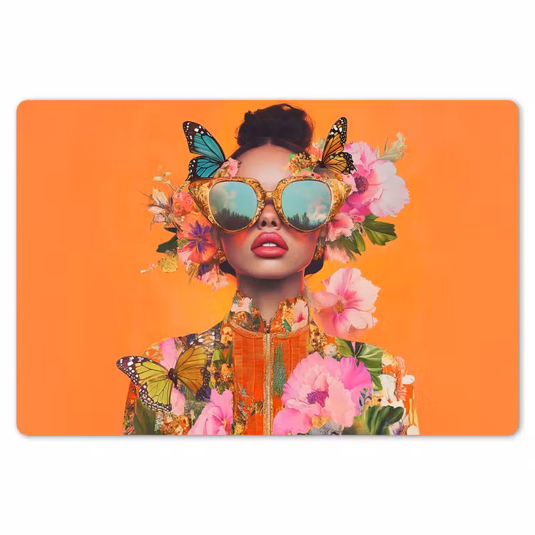 Vlinders - Vrouw - Zonnebril - Kleurrijk Placemat vinyl groot -zzsfeer1_Kitchenyeah-website