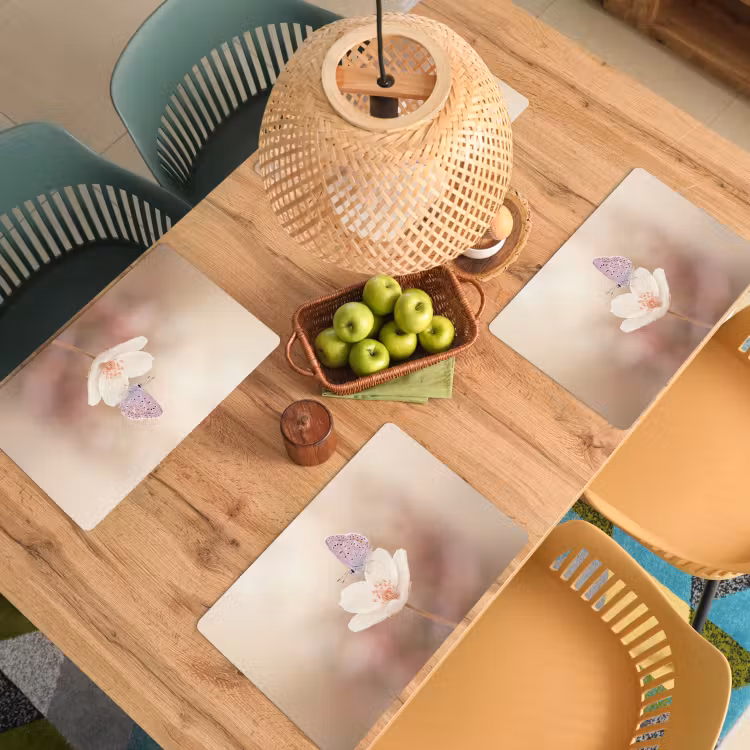 Vlinder - Bloem - Blauw Placemat vinyl groot -zzsfeer5_Kitchenyeah-website