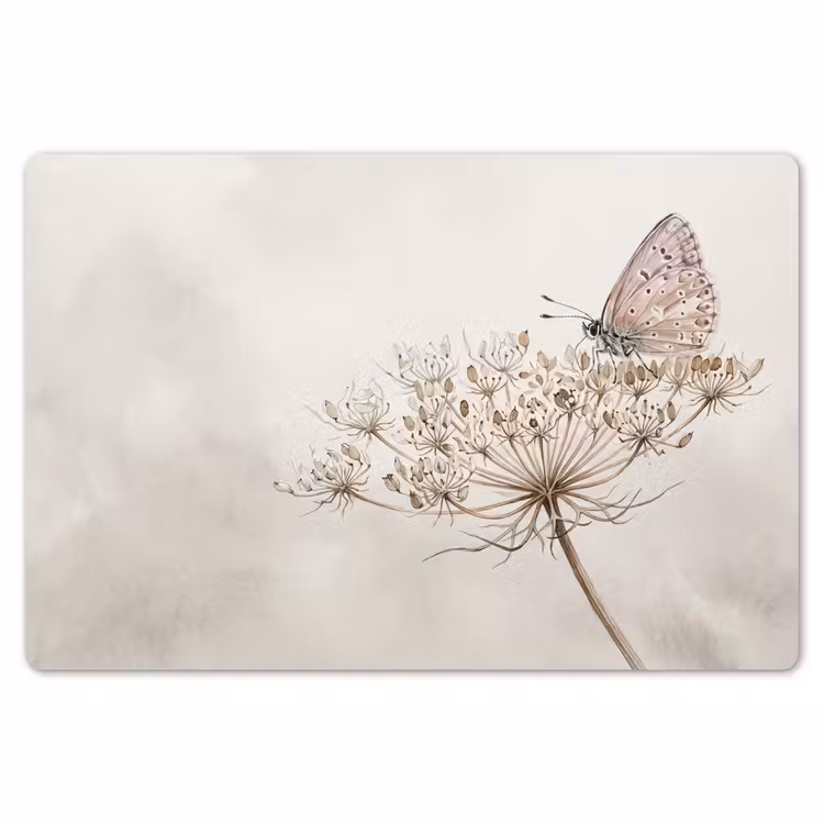 Vlinder - Bloem -Natuur - Beige Placemat vinyl groot -zzsfeer1_Kitchenyeah-website