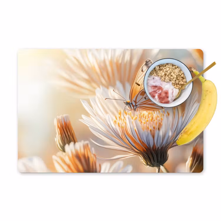 Vlinder - Bloem - Oranje Placemat vinyl groot -zzzproduct_Kitchenyeah-website