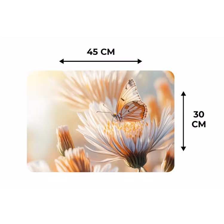 Vlinder - Bloem - Oranje Placemat vinyl groot -specs