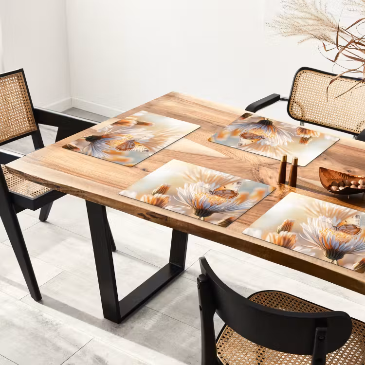 Vlinder - Bloem - Oranje Placemat vinyl groot -zzsfeer4_Kitchenyeah-website