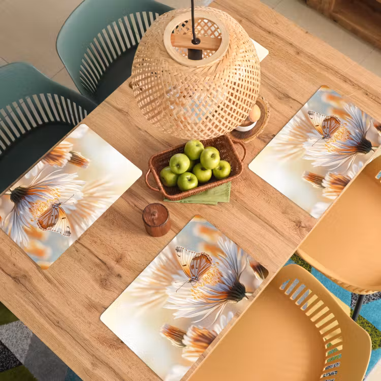 Vlinder - Bloem - Oranje Placemat vinyl groot -zzsfeer5_Kitchenyeah-website