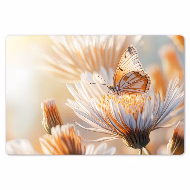 Vlinder - Bloem - Oranje Placemat vinyl groot -zzsfeer1_Kitchenyeah-website