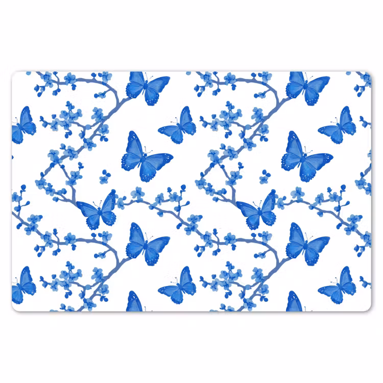Vlinder - Bloemen - Blauw Placemat vinyl groot 368 -zzsfeer1_Kitchenyeah-website