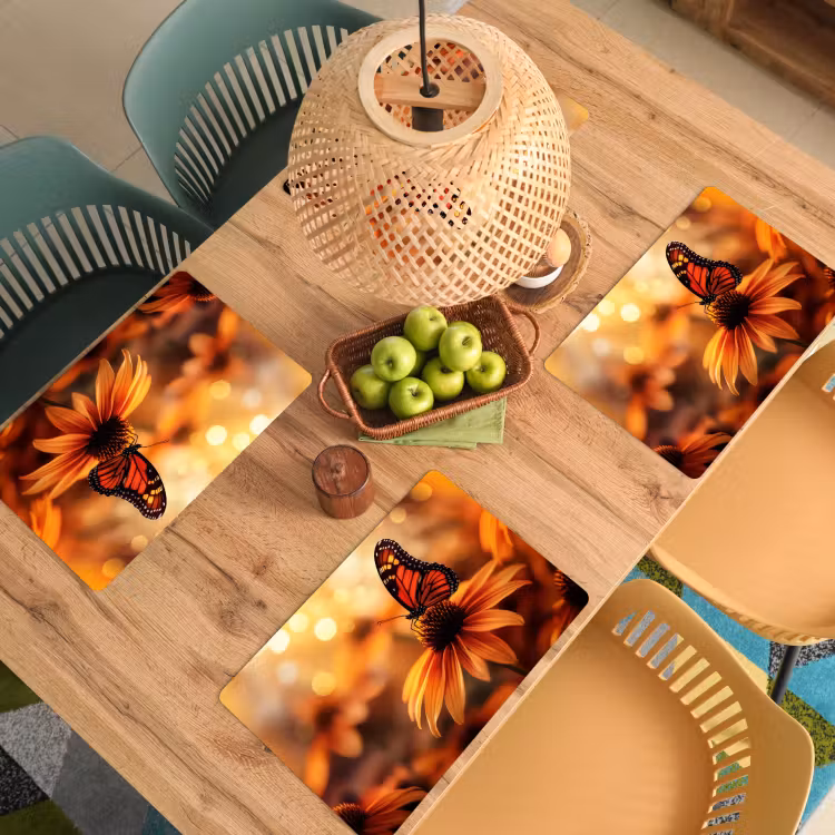 Vlinder - Bloemen - Oranje Placemat vinyl groot -zzsfeer5_Kitchenyeah-website