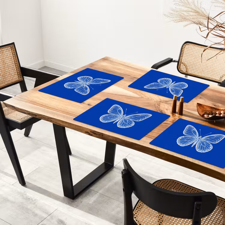 Vlinder - Wit - Getekend - Stippen Placemat vinyl groot -zzsfeer4_Kitchenyeah-website