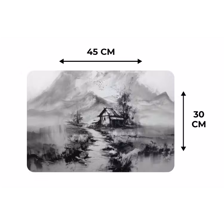 Hut - Grijs - Bergen - Mistig Placemat vinyl groot -specs