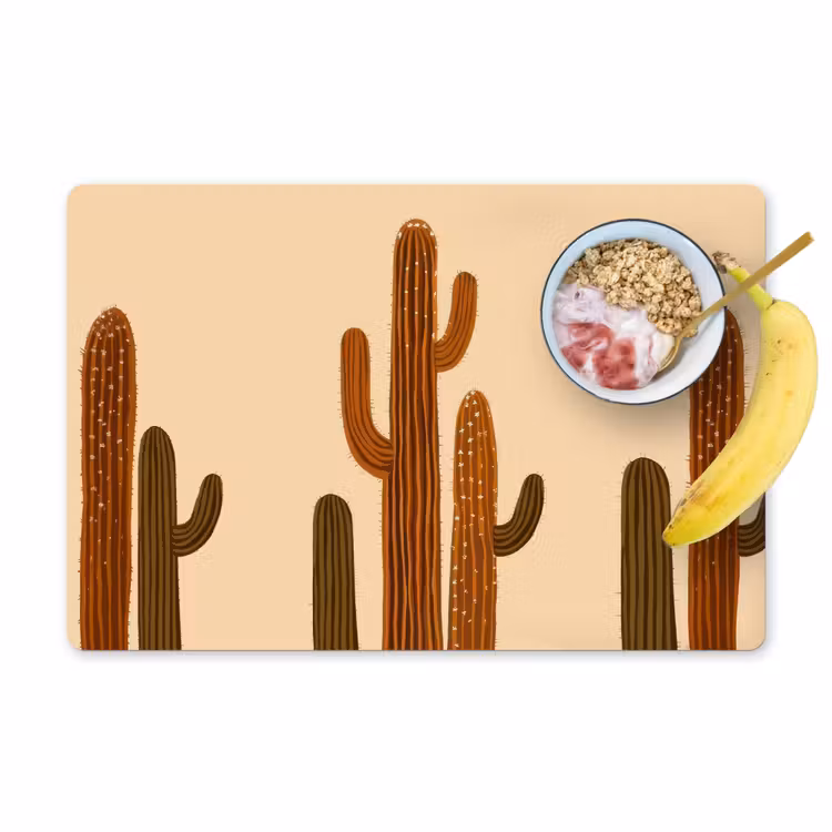 Cactus - Woestijn - Zand - Bruin Placemat vinyl groot -zzzproduct_Kitchenyeah-website