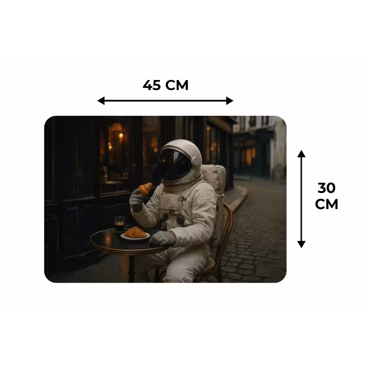 Café - Croissant - Koffie - Astronaut Placemat vinyl groot -specs
