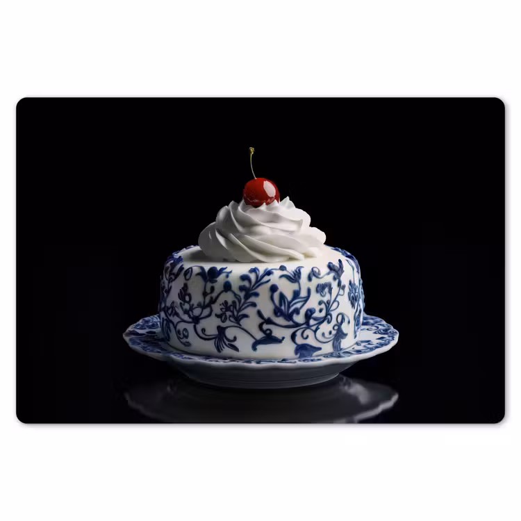 Taart - Slagroom - Kers - Bord - Delfts blauw Placemat vinyl groot -zzsfeer1_Kitchenyeah-website