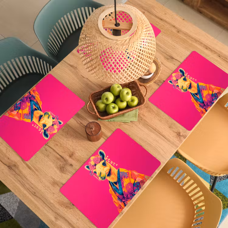 Kameel - Bloemen - Kimono - Waaiers Placemat vinyl groot -zzsfeer5_Kitchenyeah-website