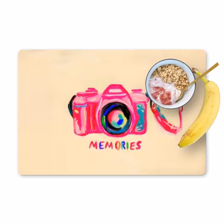 Camera - Memories - Roze - Geschilderd Placemat vinyl groot -zzzproduct_Kitchenyeah-website