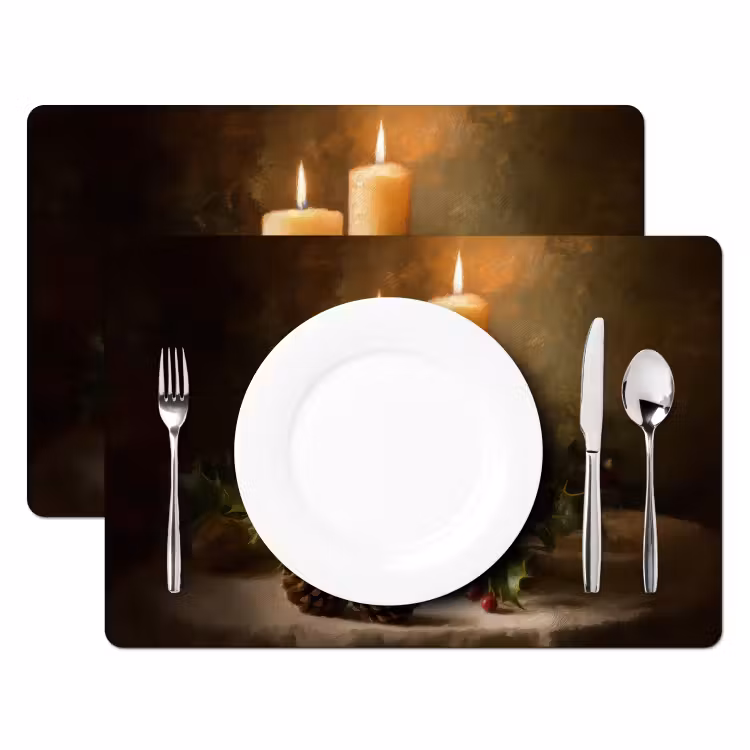 Kaarslicht - Kerst - Veelkleurig Placemat vinyl groot -zzsfeer2_Kitchenyeah-website