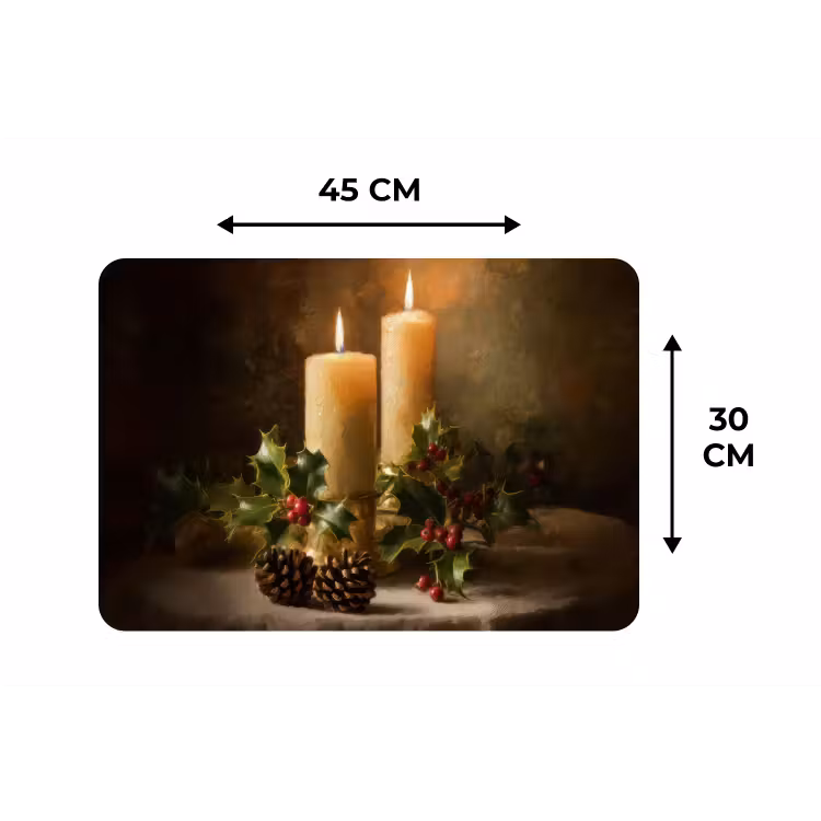 Kaarslicht - Kerst - Veelkleurig Placemat vinyl groot -specs