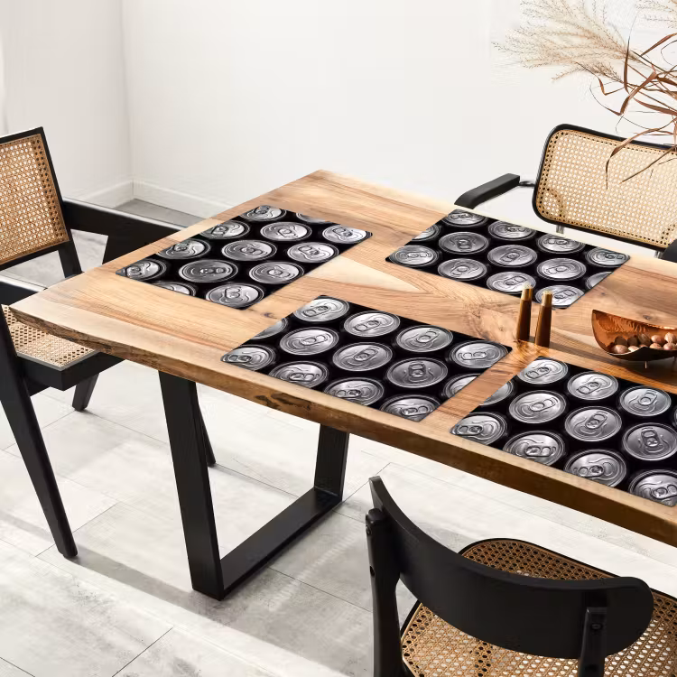 Blikjes - Aluminium - Patroon - Industrieel - Zilver Placemat vinyl groot -zzsfeer4_Kitchenyeah-website