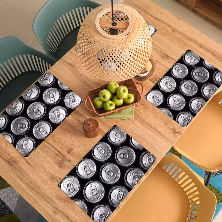 Blikjes - Aluminium - Patroon - Industrieel - Zilver Placemat vinyl groot -zzsfeer5_Kitchenyeah-website