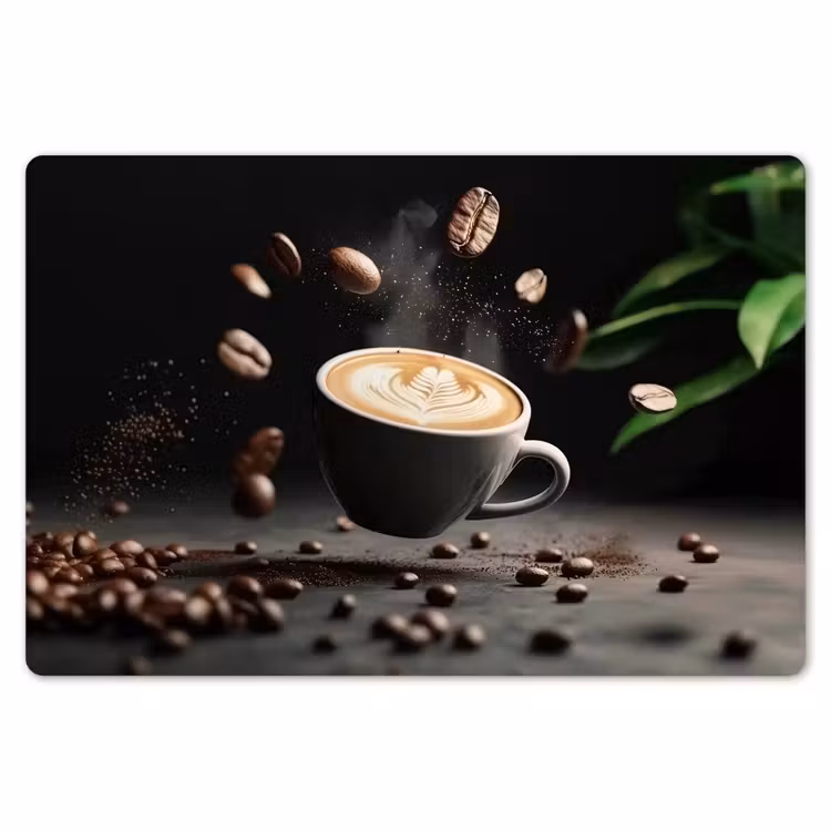 Cappuccino - Kop - Bonen - Bruin Placemat vinyl groot -zzsfeer1_Kitchenyeah-website
