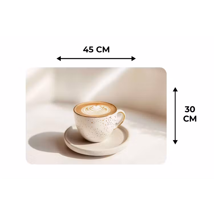 Cappuccino - Schuim - Schotel - Beige Placemat vinyl groot -specs