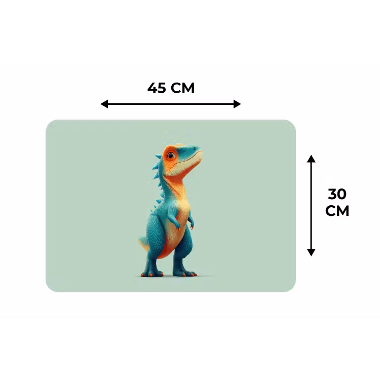 Cartoon - Dino - Oranje - Stekels Placemat vinyl groot -specs