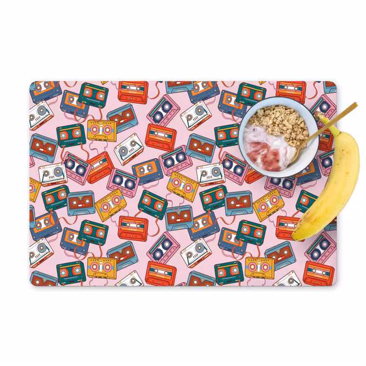 Cassette - Patroon - Roze Placemat vinyl groot 368 -zzzproduct_Kitchenyeah-website