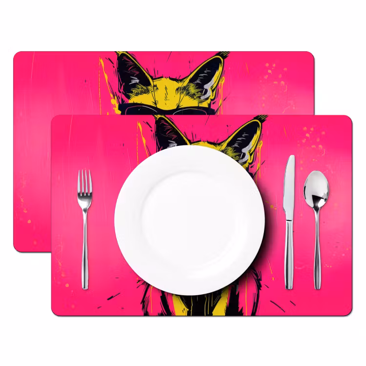 Kat - Art - Zonnebril - Roze Placemat vinyl groot -zzsfeer2_Kitchenyeah-website